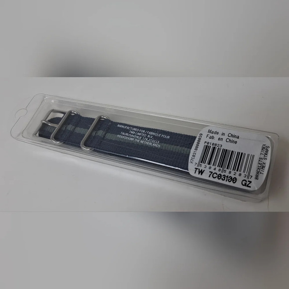 NWT Timex Adjustable Strap Only Bracelet Band Fabric Navy  Gray 20mm T2N654 - Picture 3 of 4